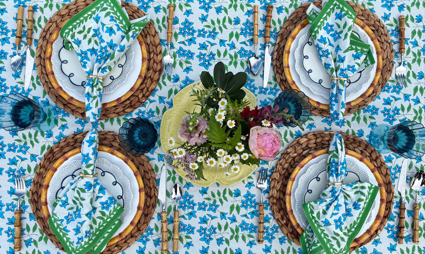 Fleur De Pomme De Terre - Blue Tablecloth