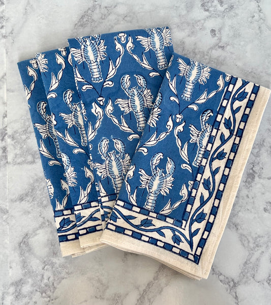 Blue Lobster Napkins - set of 4