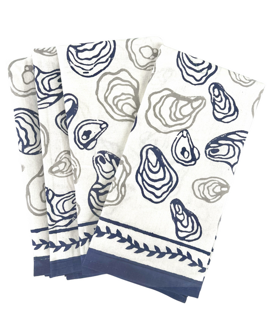 Maine Oysters – Blue Napkins, set of 4
