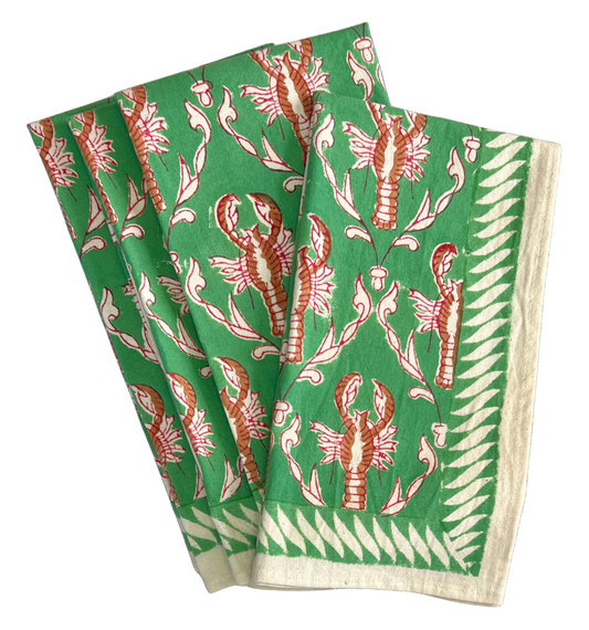 Green Lobster Napkins - set of 4 CURRENTLY BACKORDERED