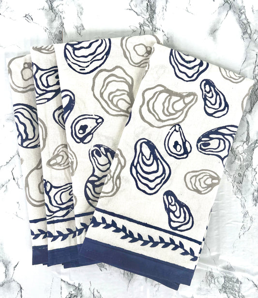 Maine Oysters – Blue Napkins, set of 4