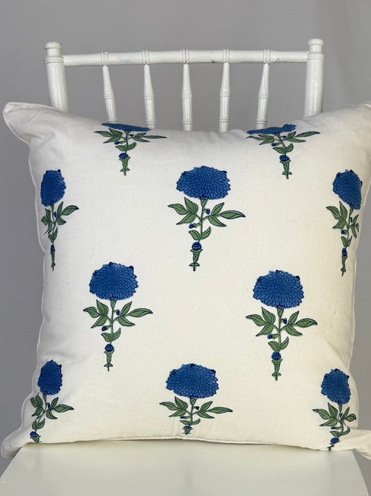 Throw Pillow - Blue Zinnia