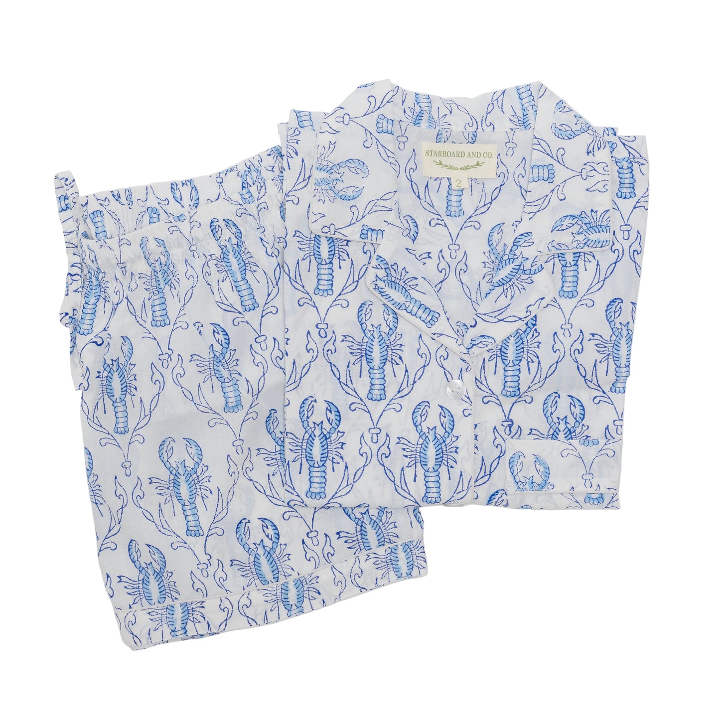 Shorts Night Suit in Blue Lobster