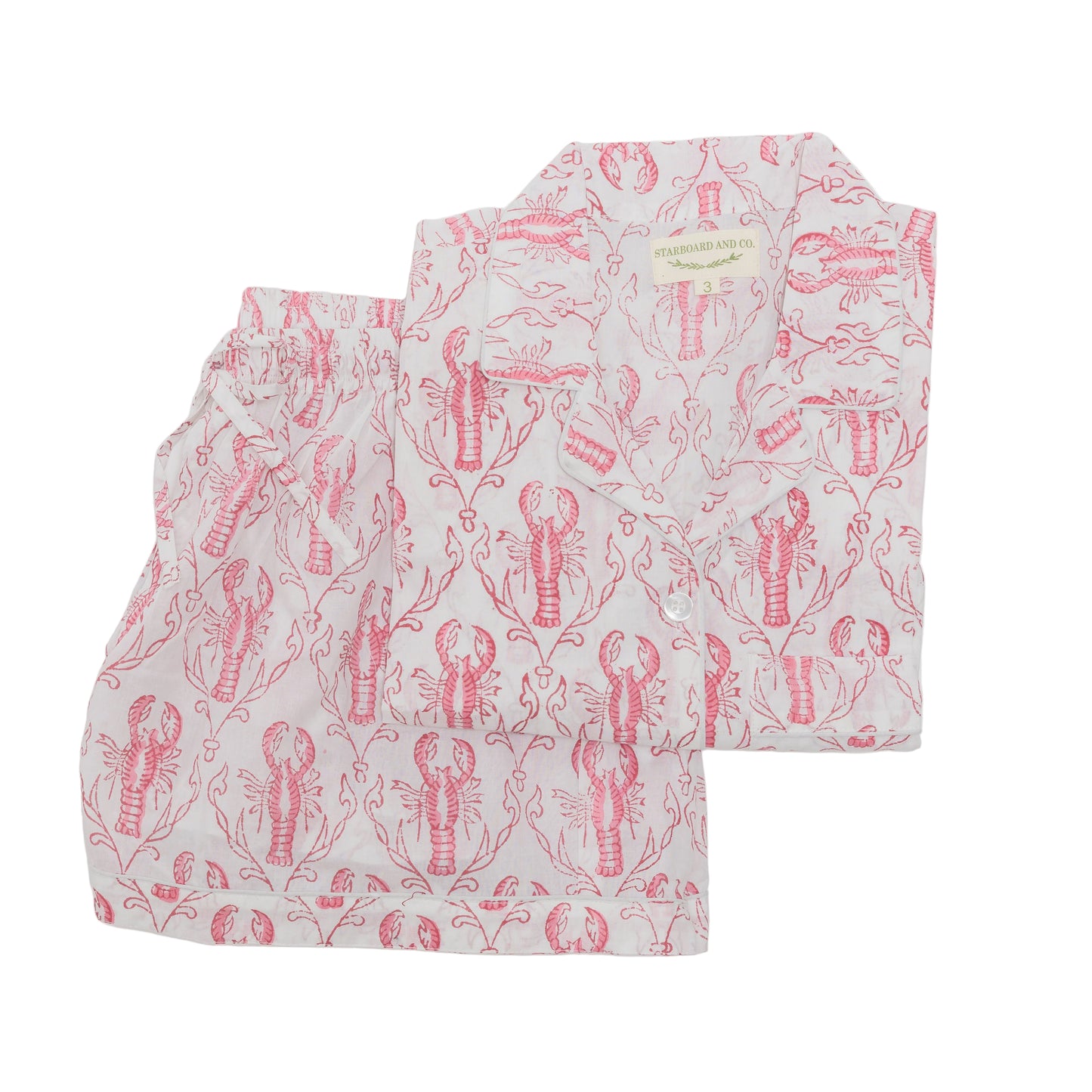 Shorts Night Suit in Pink Lobster